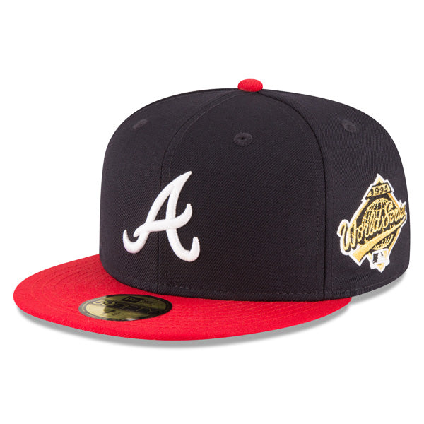 Atlanta Braves New Era 1995 WORLD SERIES Side Patch 59FIFTY Fitted MLB Hat – Navy/Red