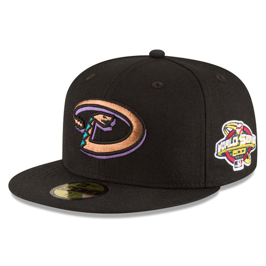 Arizona Diamondbacks New Era 2001 WORLD SERIES Side Patch 59FIFTY Fitted MLB Hat – Black/Copper/Gray Bottom