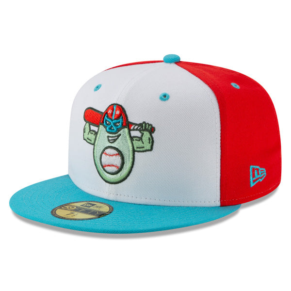 Down East Wood Ducks (Avocados Luchadores ) New Era Copa de la Diversion (FUN CUP) 59FIFTY Fitted Hat - Teal/Red