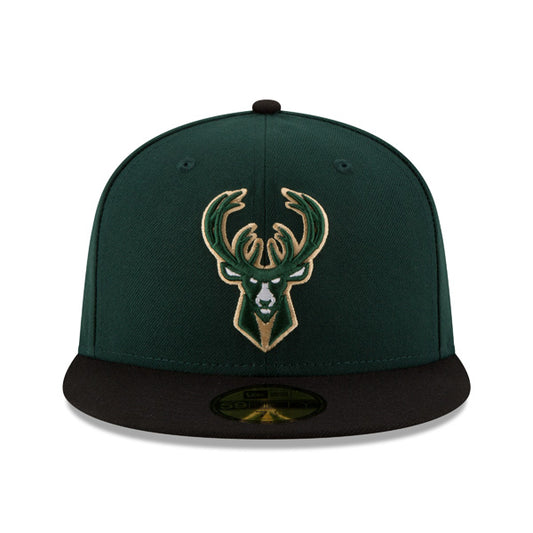 Milwaukee Bucks New Era 2021 NBA Finals Champions Sidepatch Two-Tone 59FIFTY Fitted Hat - Green/Black