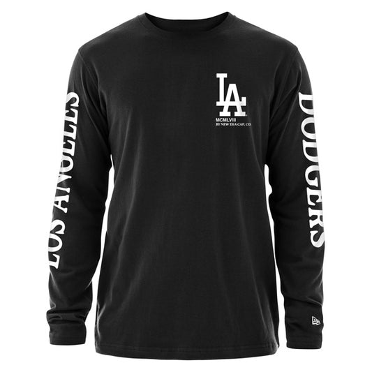 Los Angeles Dodgers New Era THE SLIDER Long Sleeve MLB T-Shirt - Black/White