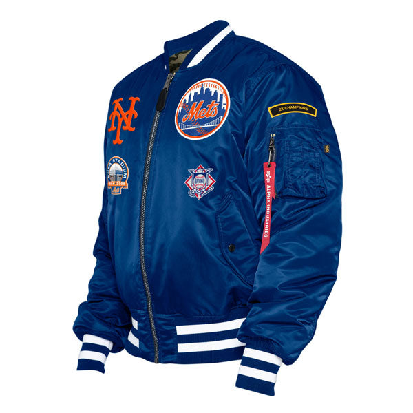 New York Mets Alpha Industries X New Era MA-1 Bomber Reversible Jacket - Royal