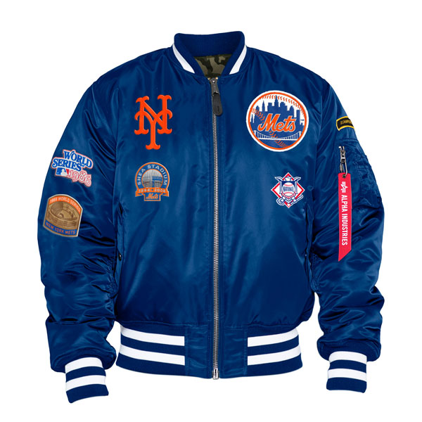 New York Mets Alpha Industries X New Era MA-1 Bomber Reversible Jacket - Royal