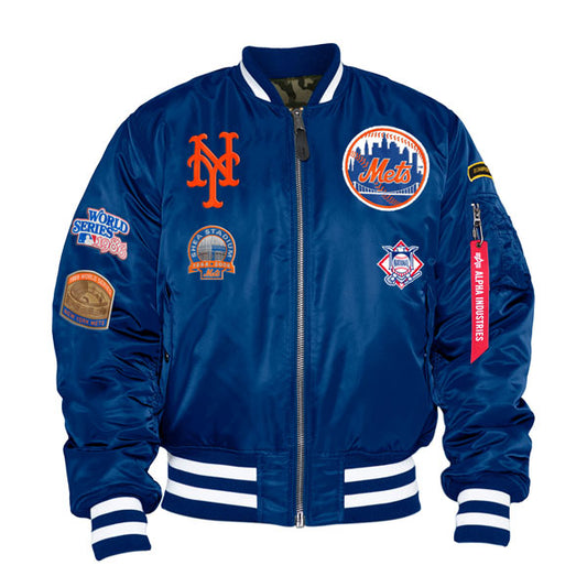 New York Mets Alpha Industries X New Era MA-1 Bomber Reversible Jacket - Royal