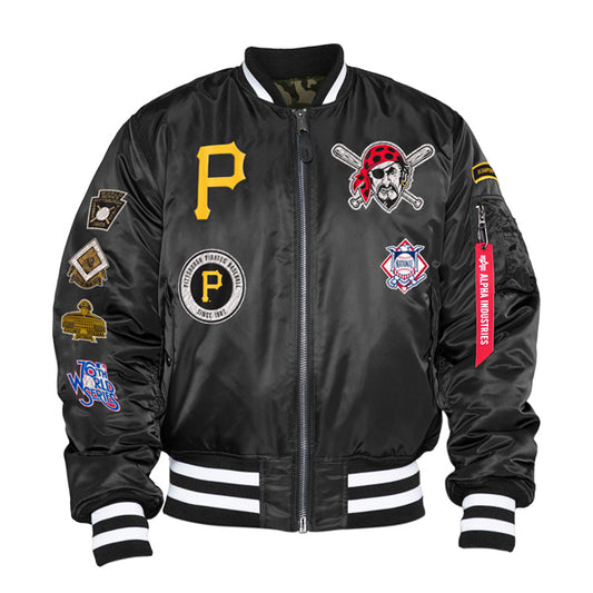 Pittsburgh Pirates Alpha Industries X New Era MA-1 Bomber Reversible Jacket - Black