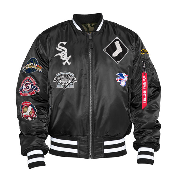 Chicago White Sox Alpha Industries X New Era MA-1 Bomber Reversible Jacket - Black