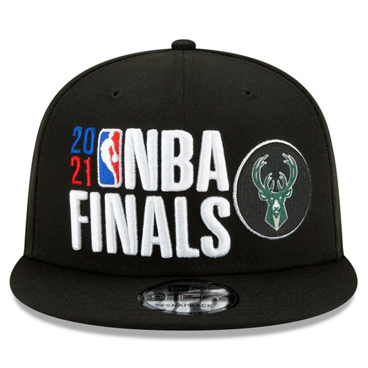 Milwaukee Bucks New Era 2021 NBA Finals Bound Official Locker Room 9FIFTY Snapback Adjustable Hat - Black