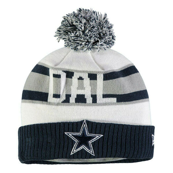 Dallas Cowboys New Era Vintage DAL Cuffed Pom Hat - White/Navy