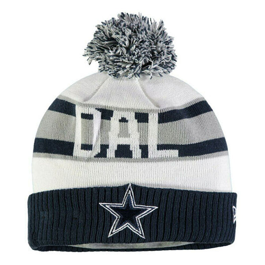 Dallas Cowboys New Era Vintage DAL Cuffed Pom Hat - White/Navy