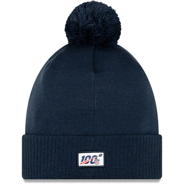 Dallas Cowboys New Era 2019 NFL On-Field Sideline Road SPORT KNIT Cuffed Pom Hat - Navy