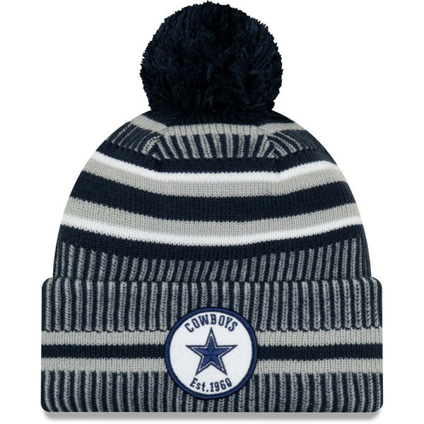 Dallas Cowboys New Era 2019 NFL On-Field Home SPORT KNIT Cuffed Pom Hat - Navy