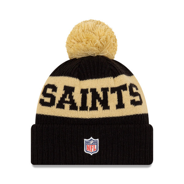 New Orleans Saints New Era 2020 NFL Sideline Official Sport Pom Cuffed Knit Hat