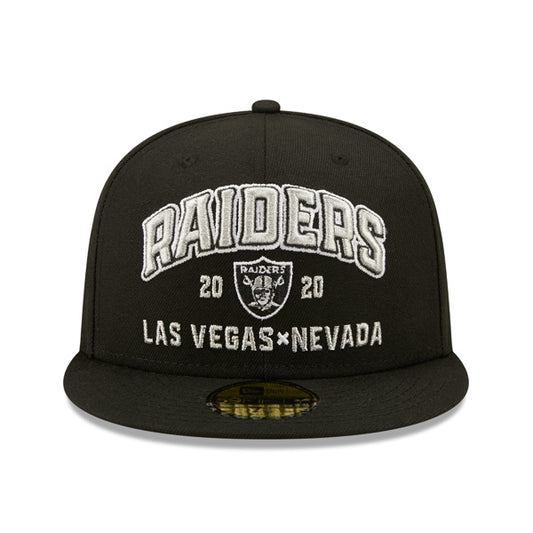 Las Vegas Raiders New Era STACKED Fitted 59Fifty NFL Hat - Black/Silver
