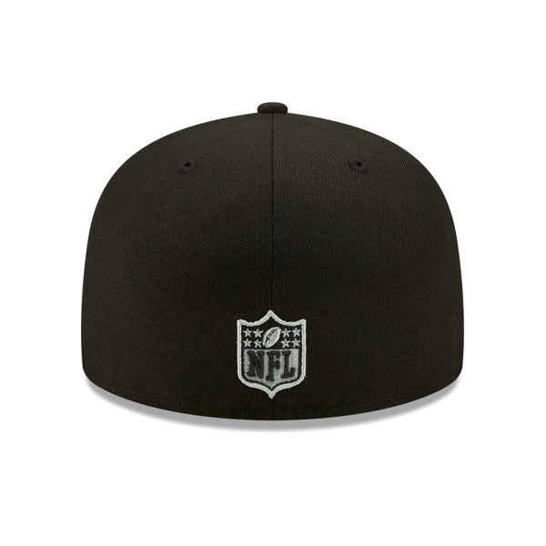 Las Vegas Raiders New Era STACKED Fitted 59Fifty NFL Hat - Black/Silver