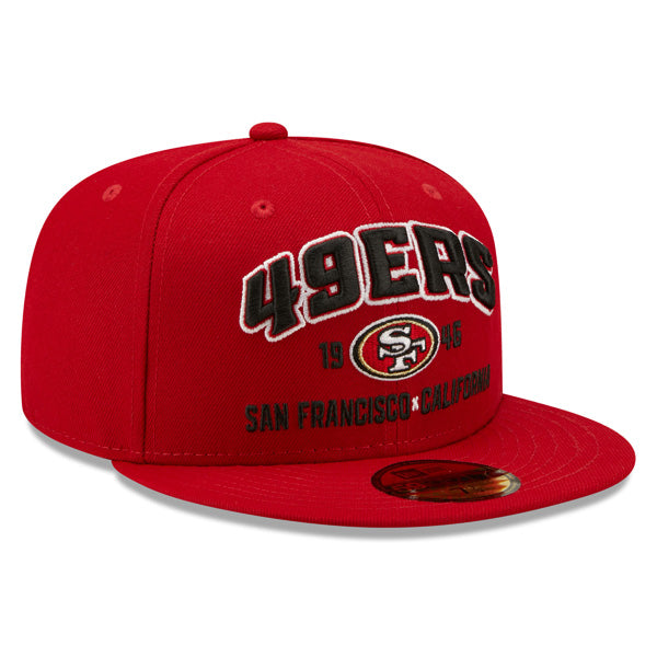 San Francisco 49ers New Era STACKED Fitted 59Fifty NFL Hat - Scarlet