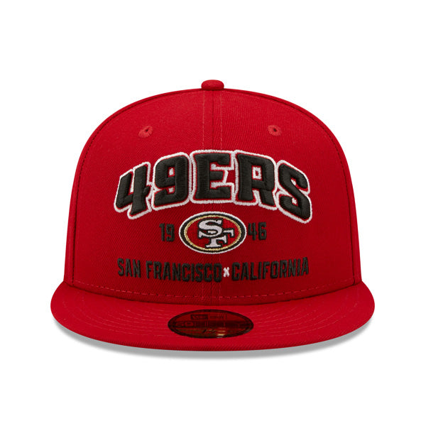 San Francisco 49ers New Era STACKED Fitted 59Fifty NFL Hat - Scarlet