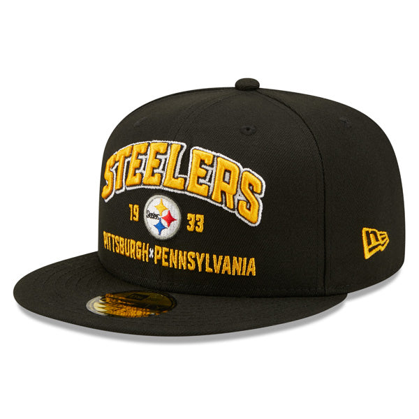 Pittsburgh Steelers New Era STACKED Fitted 59Fifty NFL Hat - Black/Yellow