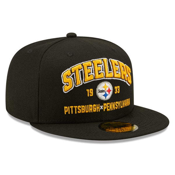 Pittsburgh Steelers New Era STACKED Fitted 59Fifty NFL Hat - Black/Yellow