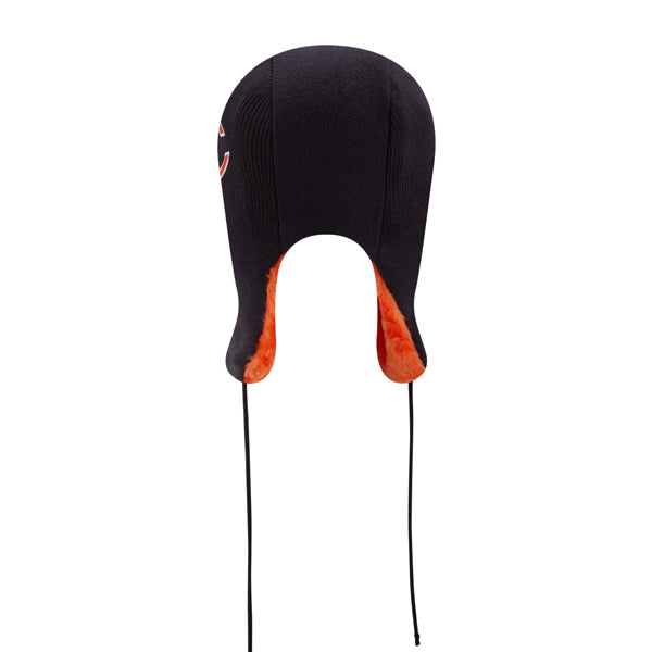 Chicago Bears New Era NFL Helmet Head Trapper Knit Hat - Navy/Orange