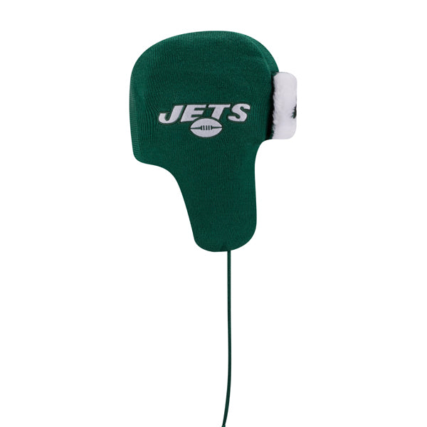 New York Jets New Era NFL Helmet Head Trapper Knit Hat - Green/White