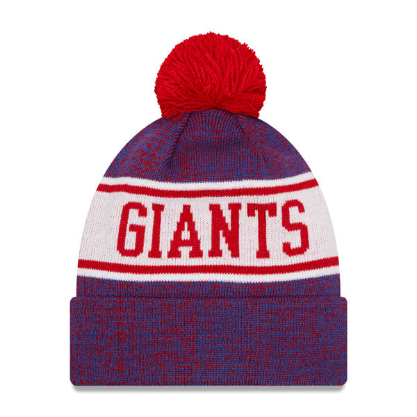 New York Giants New Era NFL Banner Cuffed Knit Hat with Pom - Blue/Red