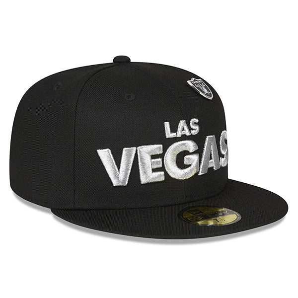 Las Vegas Raiders New Era SUPER PIN-HIT 59FIFTY Fitted Hat - Black/Silver