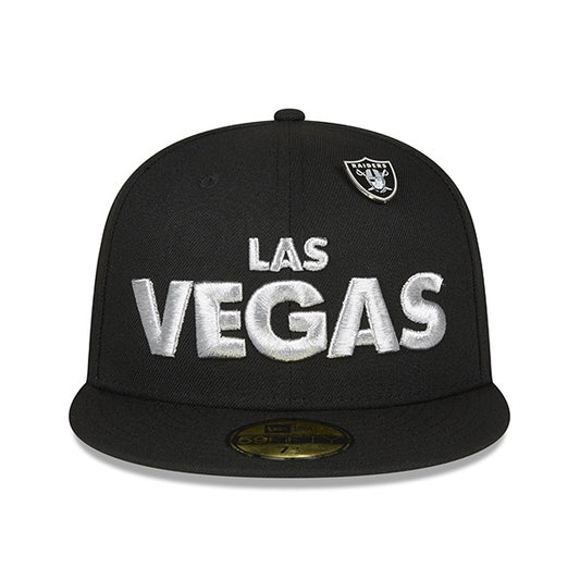 Las Vegas Raiders New Era SUPER PIN-HIT 59FIFTY Fitted Hat - Black/Silver