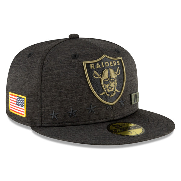 Las Vegas Raiders NFL New Era 2020 Salute to Service 59FIFTY Fitted Hat - Heather Black