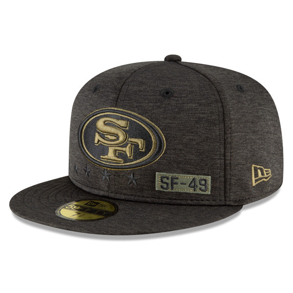 San Francisco 49ers NFL New Era 2020 Salute to Service 59FIFTY Fitted Hat - Heather Black