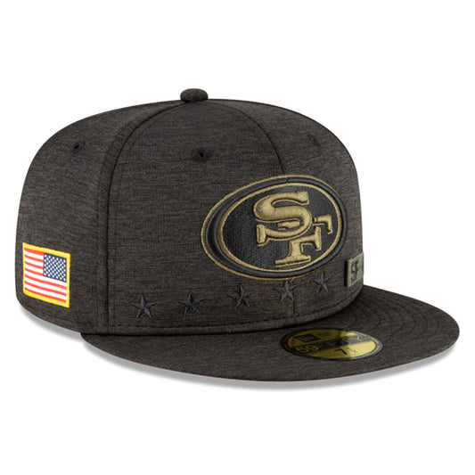 San Francisco 49ers NFL New Era 2020 Salute to Service 59FIFTY Fitted Hat - Heather Black