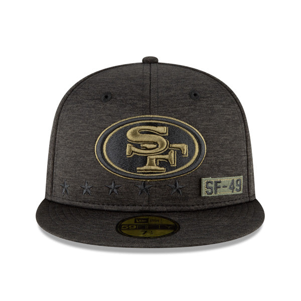 San Francisco 49ers NFL New Era 2020 Salute to Service 59FIFTY Fitted Hat - Heather Black