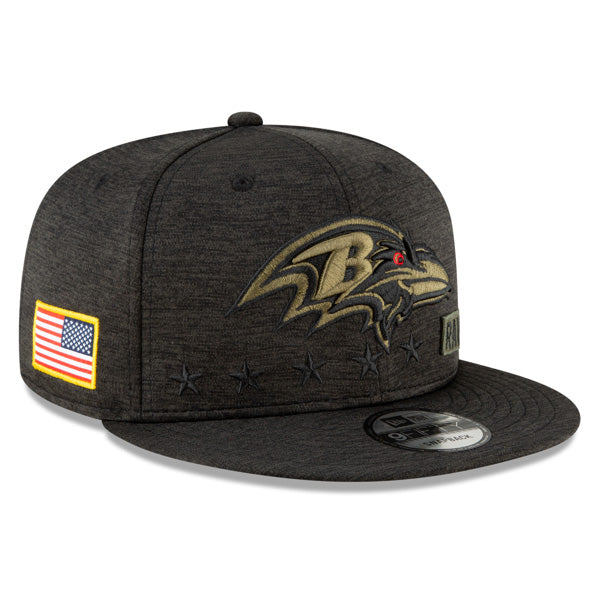 Baltimore Ravens NFL 2020 Salute to Service 9FIFTY Snapback Hat - Heather Black