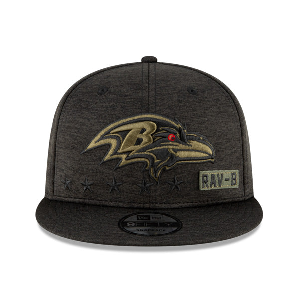 Baltimore Ravens NFL 2020 Salute to Service 9FIFTY Snapback Hat - Heather Black