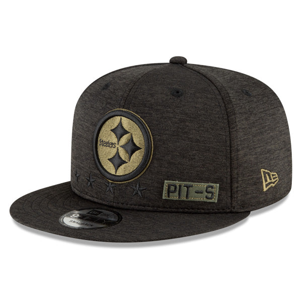 Pittsburgh Steelers NFL 2020 Salute to Service 9FIFTY Snapback Hat - Heather Black