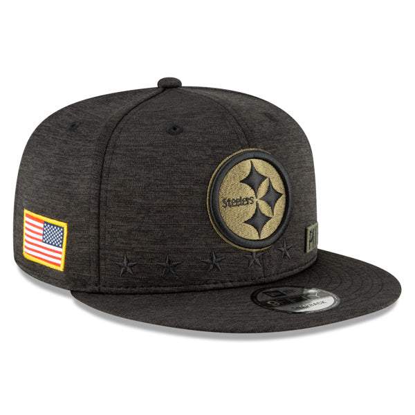 Pittsburgh Steelers NFL 2020 Salute to Service 9FIFTY Snapback Hat - Heather Black