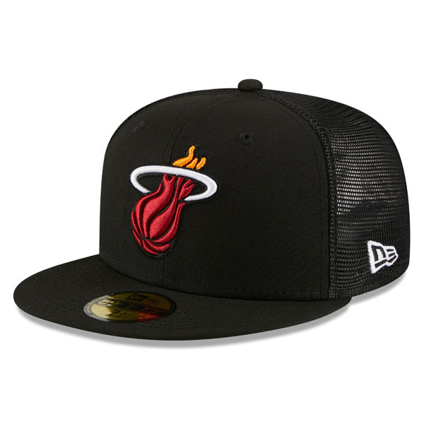 Miami Heat New Era NBA CLASSIC TRUCKER 59FIFTY Fitted Mesh Hat – Black