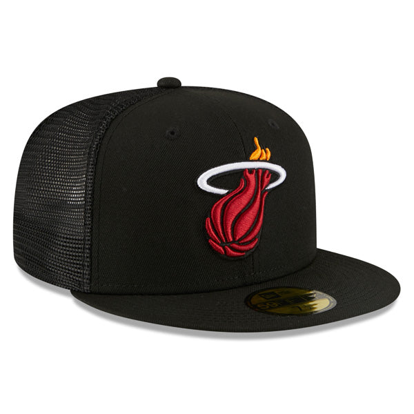 Miami Heat New Era NBA CLASSIC TRUCKER 59FIFTY Fitted Mesh Hat – Black