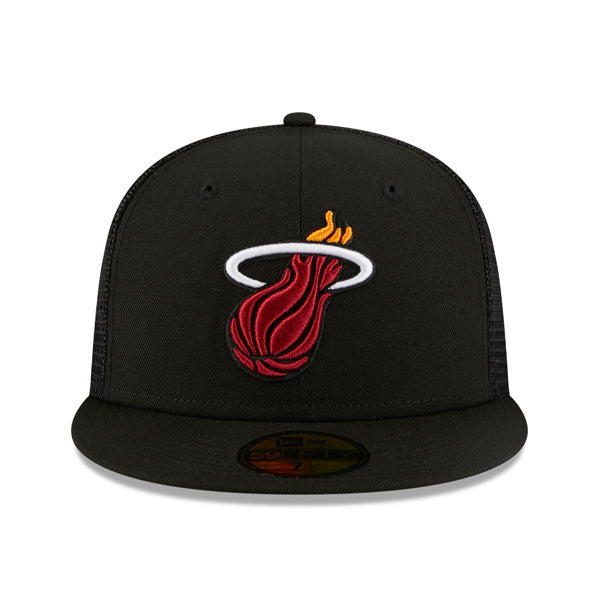 Miami Heat New Era NBA CLASSIC TRUCKER 59FIFTY Fitted Mesh Hat – Black