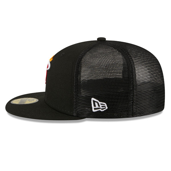 Miami Heat New Era NBA CLASSIC TRUCKER 59FIFTY Fitted Mesh Hat – Black