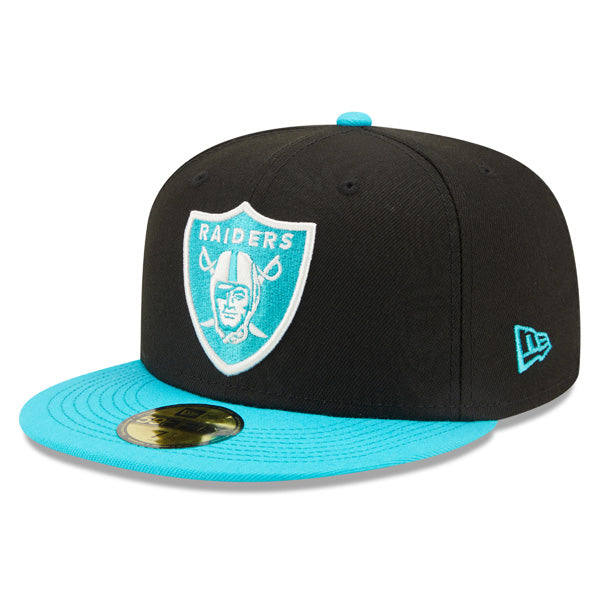 Las Vegas Raiders New Era AQUA BLUE HOOK Fitted 59Fifty NFL Hat