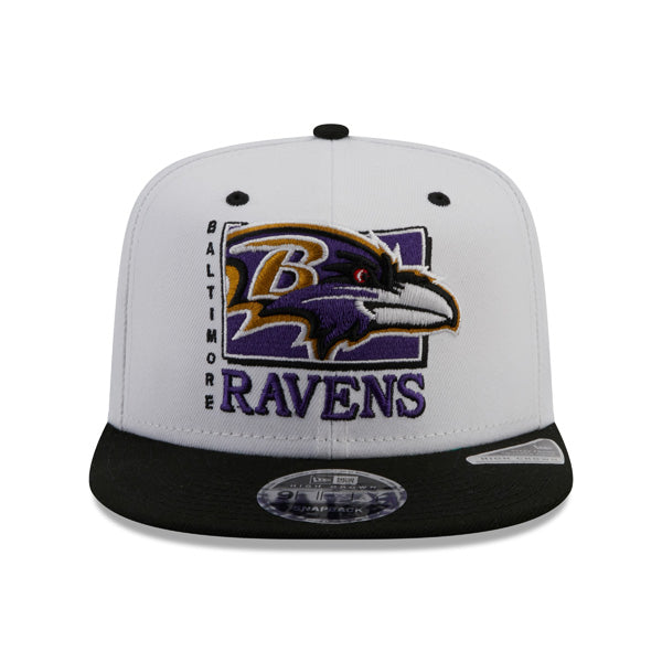 Baltimore Ravens New Era TEAM RETRO 9Fifty Snapback NFL Hat - White/Black/Purple