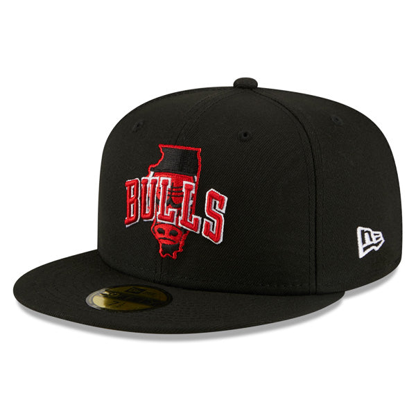 Chicago Bulls New Era LOCAL Fitted 59Fifty NBA Hat - Black/Red