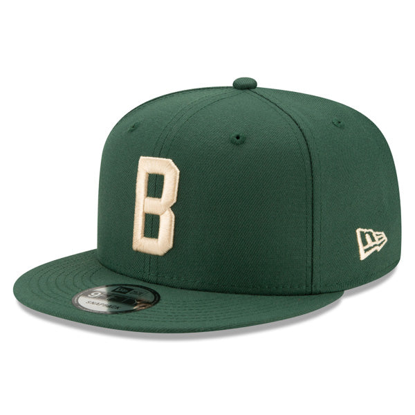 Milwaukee Bucks New Era LIGATURE 9Fifty Snapback Adjustable NBA Hat - Pine/Beige