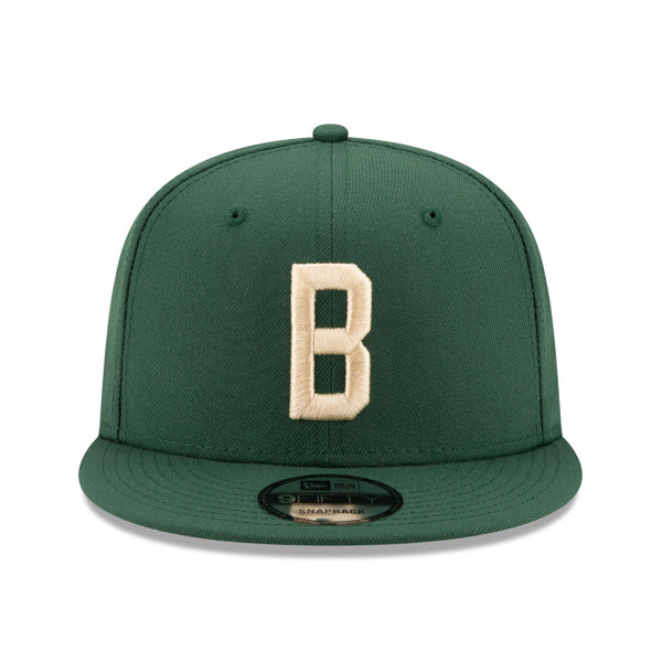 Milwaukee Bucks New Era LIGATURE 9Fifty Snapback Adjustable NBA Hat - Pine/Beige