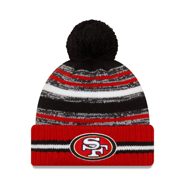 San Francisco 49ers New Era 2021 Official NFL Sideline Sport Pom Cuffed Knit Hat
