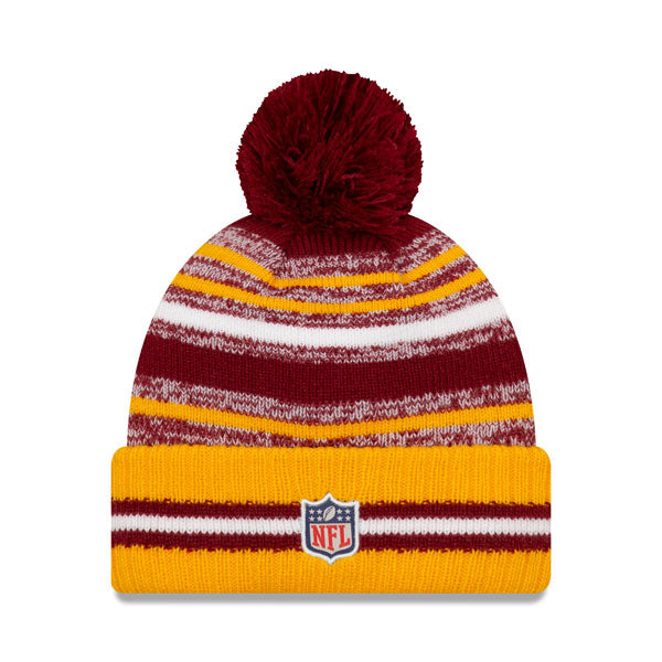 Washington Football Team New Era 2021 Official NFL Sideline Sport Pom Cuffed Knit Hat
