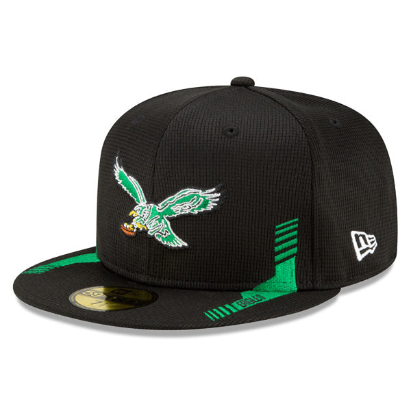 Philadelphia Eagles New Era 2021 NFL Official Sideline Throwback HOME 59Fifty Fitted Hat - Black/Green