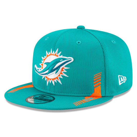 Miami Dolphins New Era 2021 NFL Sideline HOME 9Fifty Snapback Hat - Aqua/Orange