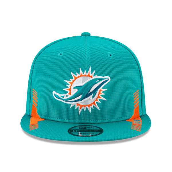 Miami Dolphins New Era 2021 NFL Sideline HOME 9Fifty Snapback Hat - Aqua/Orange