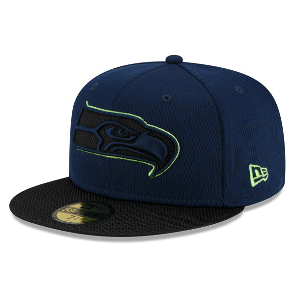 Seattle Seahawks New Era 2021 NFL Official Sideline ROAD 59FIFTY Fitted Hat - Navy/Black